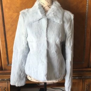 Gorgeous Stunning Ice Blue Rabbit Fur Coat Awesome Beautiful Warm Coat Jacket
